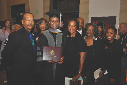 Miranda Shaw and her family at commencement in May