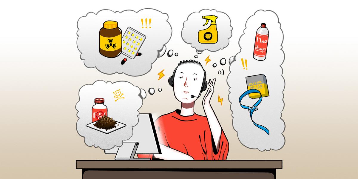 Illustration of student in a red shirt sitting at a desk answering a headset