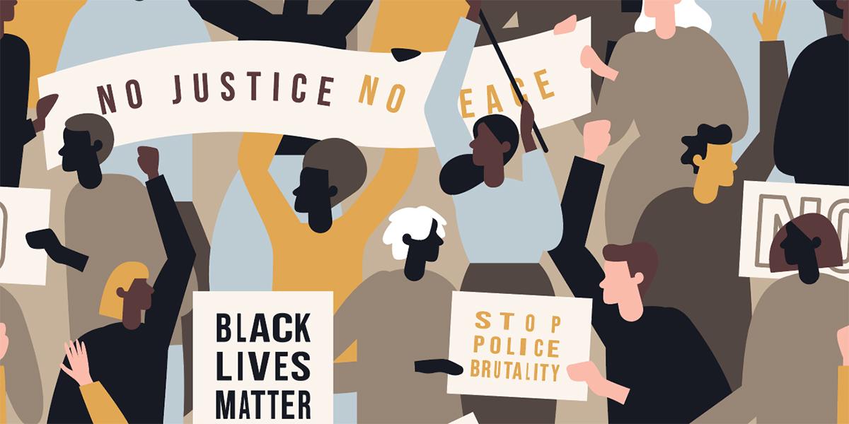 Illustration of Black Lives Matter protesters
