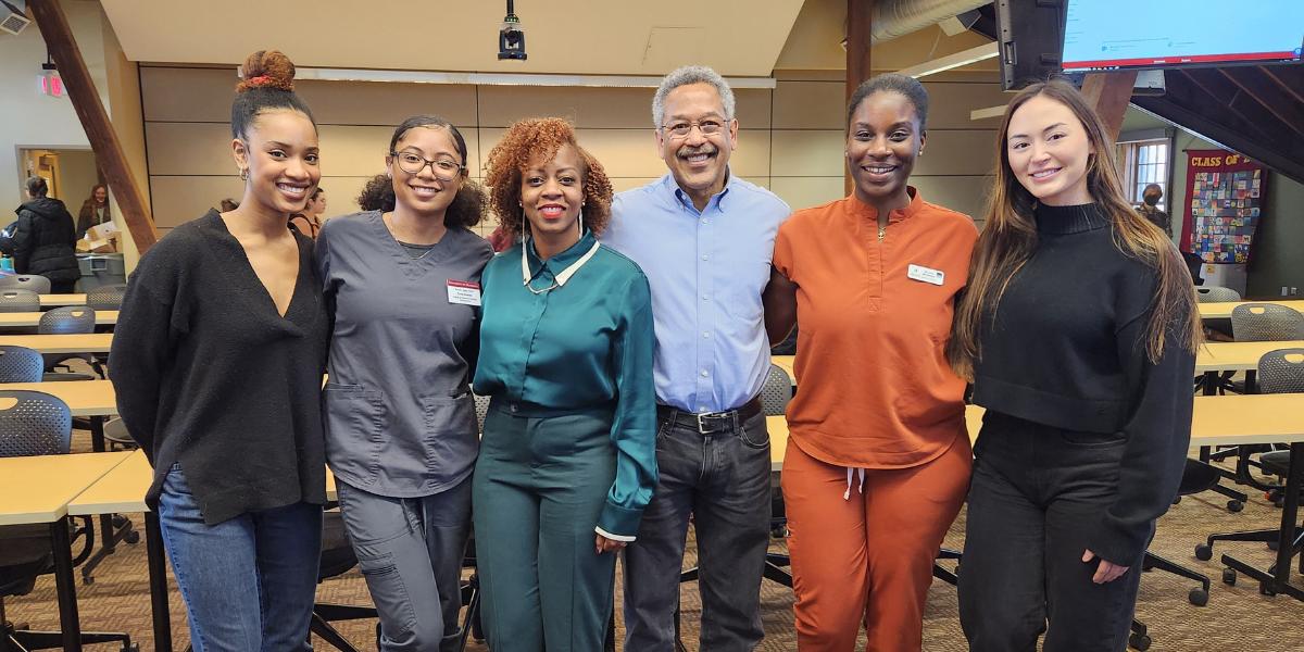 (Left to right) VOICE Public Relations Chair Calah Sewell, VOICE Vice President Zynia Alvarez, Dr. Stephan L. Schaefbauer, Dr. Jody Lulich, Dr. Abigail Maynard, and VOICE President Courtney Labé.  