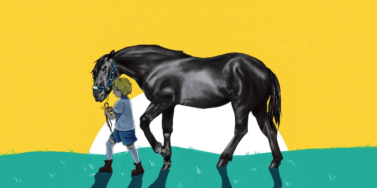 Horse and child illustration