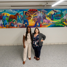 Mural artist Tia Richardson and CVM Director of Diversity, Equity and Inclusion Elizabeth Martinez-Podolsky