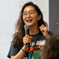 DVM student Jel Zhao speaks at the DEI Black, Indigenous, Students of Color Welcome luncheon held in August 2023 at the College of Veterinary Medicine.